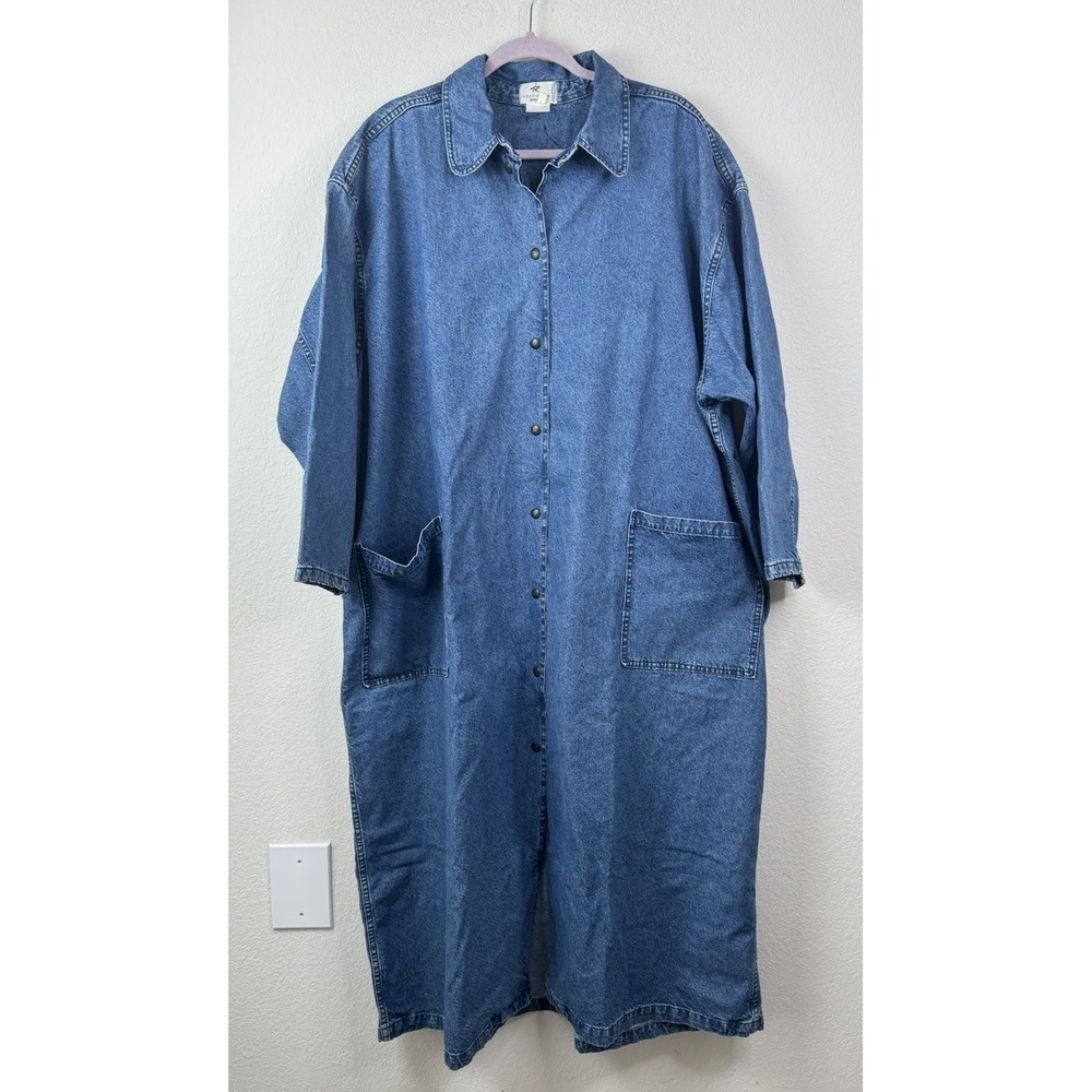 Sonia Rykiel Inscription Paris Denim Duster Coat L Oversized Vtg 80s 90s France